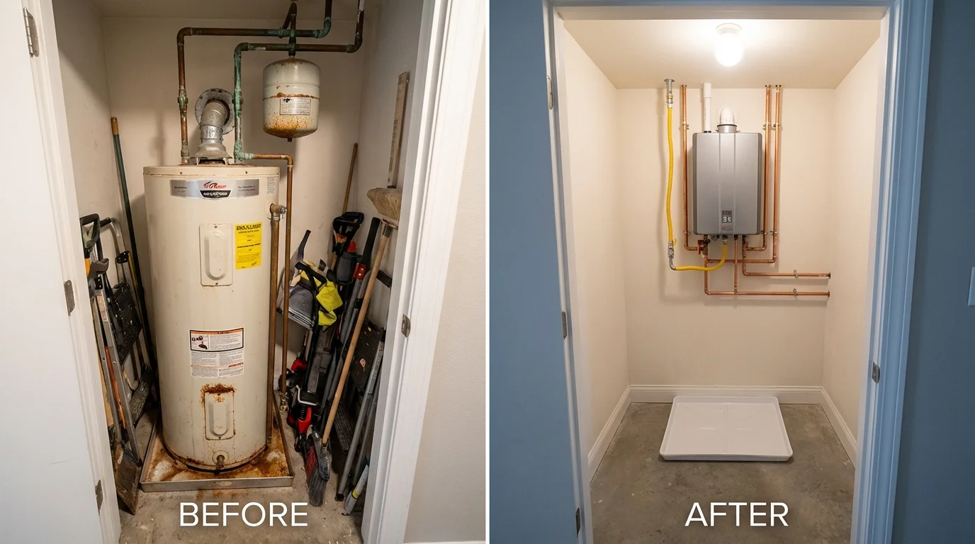Tank water heater versus wall-mounted tankless unit comparison for San Luis, AZ homeowners
