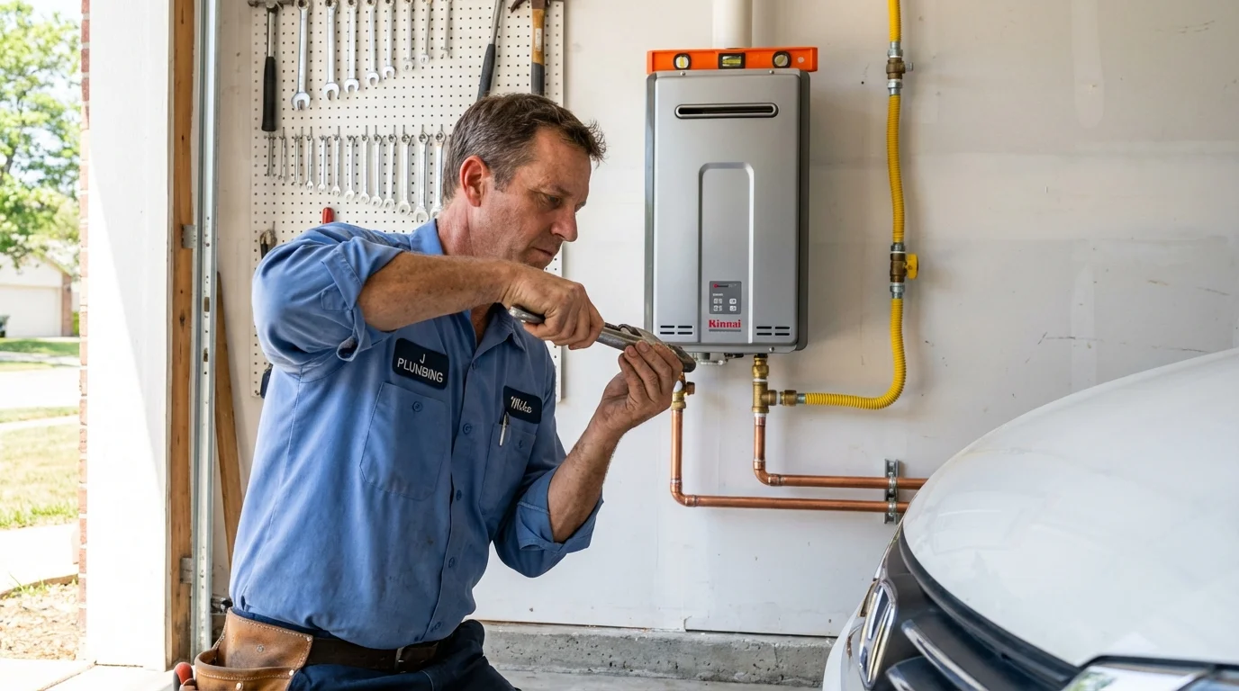 Tankless water heater installation by a Johns Plumbing LLC plumber in San Luis